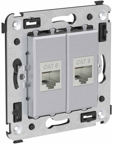 Розетка компьютерная экранированная без рамки DKC Avanti 2-м. RJ45+RJ45 6е закаленная сталь картинка